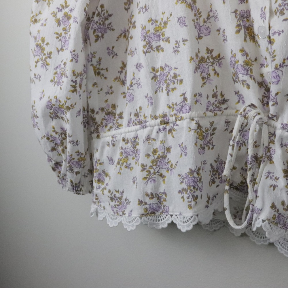 Neuflora Evora Blouse Top Medium Floral Peter Pan Collar Eyelet Lace - Picture 7 of 11
